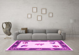 Machine Washable Southwestern Pink Country Rug in a Living Room, wshcon2424pnk