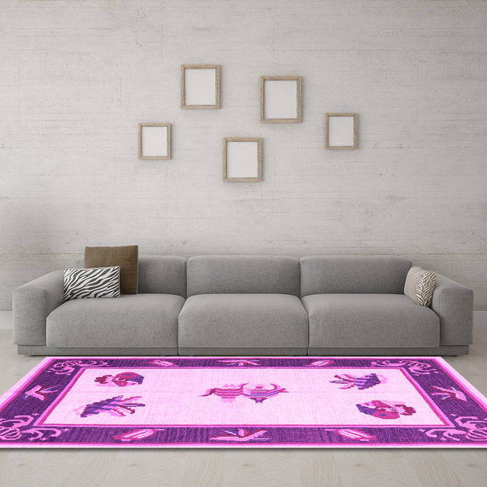 Machine Washable Southwestern Pink Country Rug in a Living Room, wshcon2424pnk