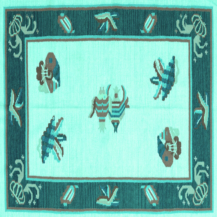 Square Southwestern Turquoise Country Rug, con2424turq