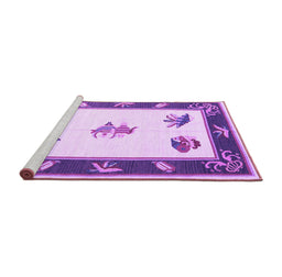Sideview of Machine Washable Southwestern Purple Country Area Rugs, wshcon2424pur