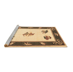 Sideview of Machine Washable Southwestern Brown Country Rug, wshcon2424brn