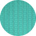 Round Machine Washable Abstract Turquoise Contemporary Area Rugs, wshcon2425turq