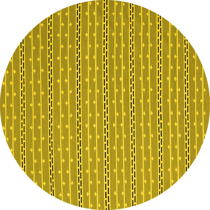Round Abstract Yellow Contemporary Rug, con2425yw