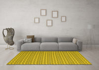 Machine Washable Abstract Yellow Contemporary Rug, wshcon2425yw