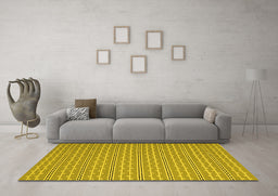 Machine Washable Abstract Yellow Contemporary Rug in a Living Room, wshcon2425yw