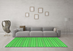 Machine Washable Abstract Green Contemporary Area Rugs in a Living Room,, wshcon2425grn