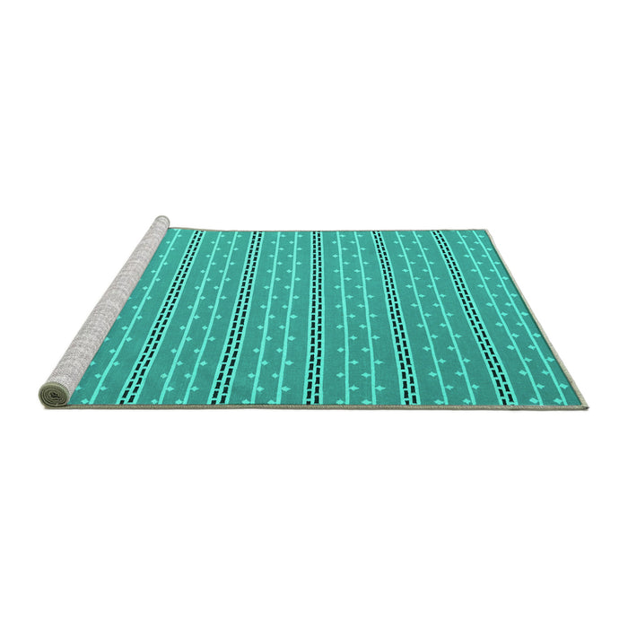 Sideview of Machine Washable Abstract Turquoise Contemporary Area Rugs, wshcon2425turq