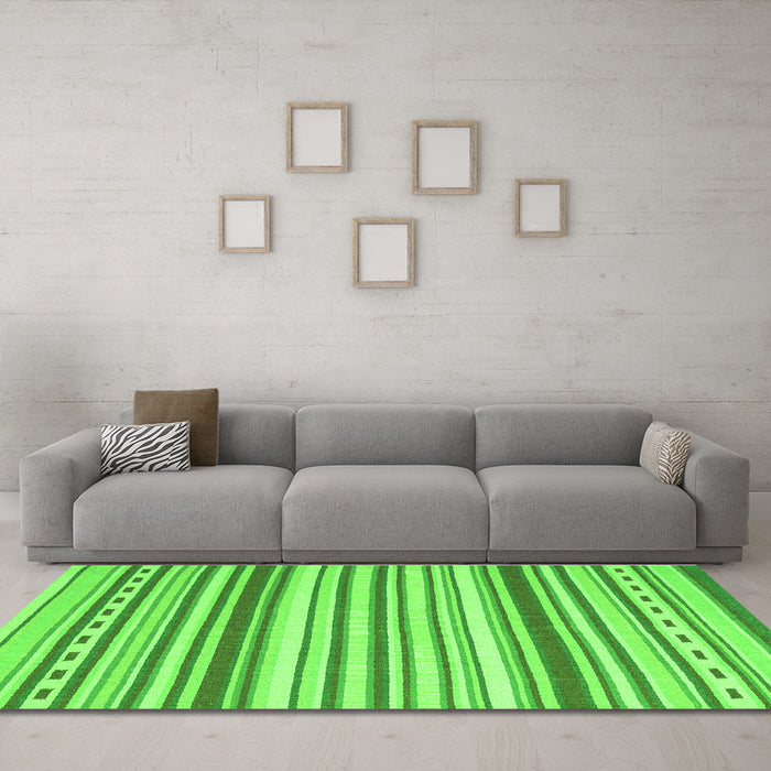 Machine Washable Southwestern Green Country Area Rugs in a Living Room,, wshcon2426grn