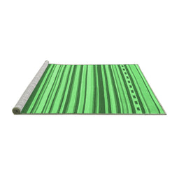 Sideview of Machine Washable Southwestern Emerald Green Country Area Rugs, wshcon2426emgrn