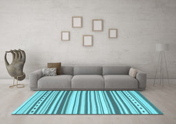 Machine Washable Southwestern Light Blue Country Rug in a Living Room, wshcon2426lblu