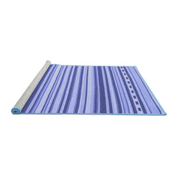 Sideview of Machine Washable Southwestern Blue Country Rug, wshcon2426blu