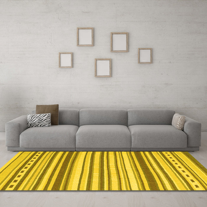 Machine Washable Southwestern Yellow Country Rug in a Living Room, wshcon2426yw
