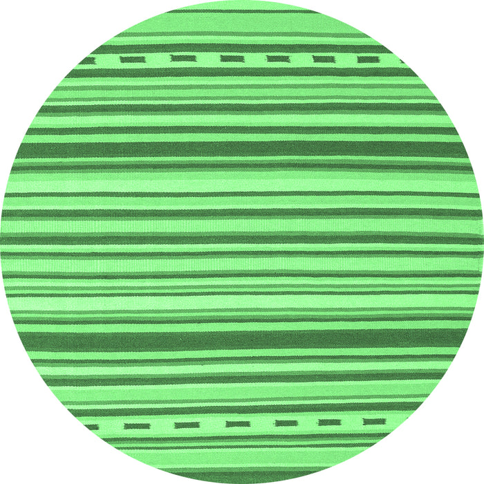 Round Machine Washable Southwestern Emerald Green Country Area Rugs, wshcon2426emgrn