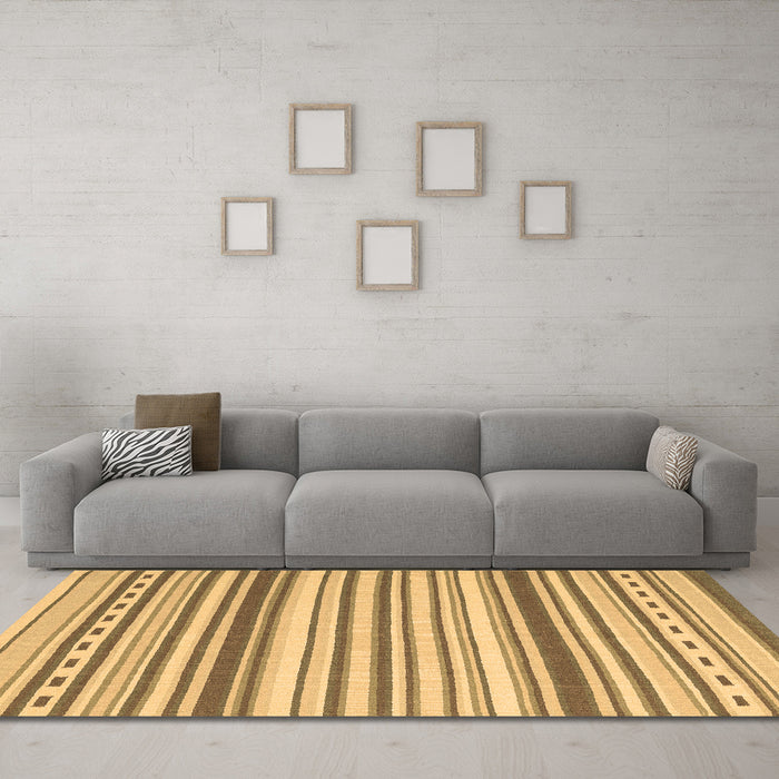 Machine Washable Southwestern Brown Country Rug in a Living Room,, wshcon2426brn