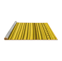 Sideview of Machine Washable Southwestern Yellow Country Rug, wshcon2426yw