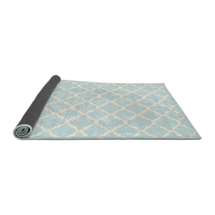 Thickness of Contemporary Light Steel Blue Trellis Rug, con2427