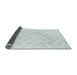 Thickness of Contemporary Light Steel Blue Trellis Rug, con2427