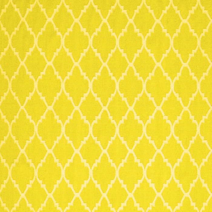 Square Machine Washable Trellis Yellow Modern Rug, wshcon2427yw