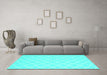 Machine Washable Trellis Turquoise Modern Area Rugs in a Living Room,, wshcon2427turq