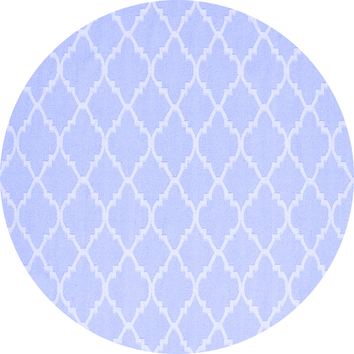 Round Machine Washable Trellis Blue Modern Rug, wshcon2427blu