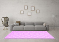 Machine Washable Trellis Pink Modern Rug, wshcon2427pnk