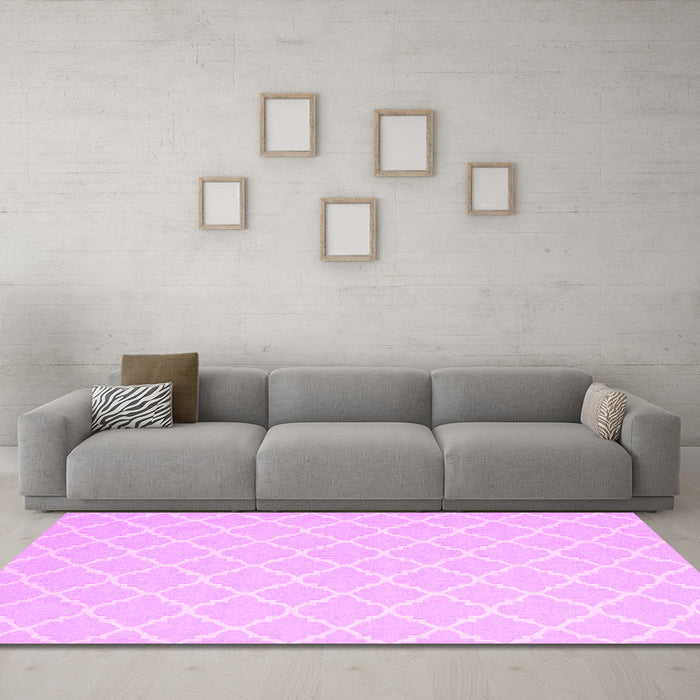 Machine Washable Trellis Pink Modern Rug in a Living Room, wshcon2427pnk