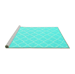 Sideview of Machine Washable Trellis Turquoise Modern Area Rugs, wshcon2427turq