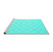 Sideview of Machine Washable Trellis Turquoise Modern Area Rugs, wshcon2427turq