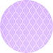 Round Machine Washable Trellis Purple Modern Area Rugs, wshcon2427pur