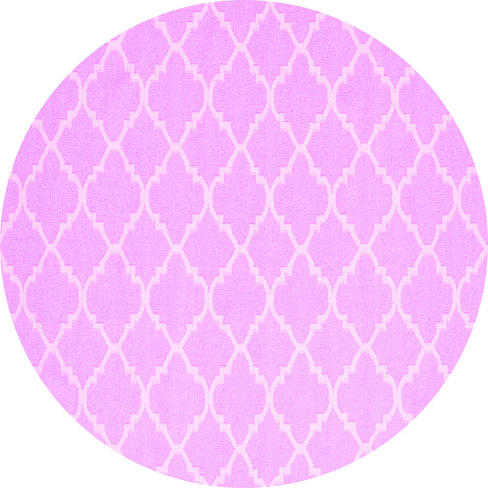 Round Machine Washable Trellis Pink Modern Rug, wshcon2427pnk