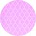 Round Machine Washable Trellis Pink Modern Rug, wshcon2427pnk