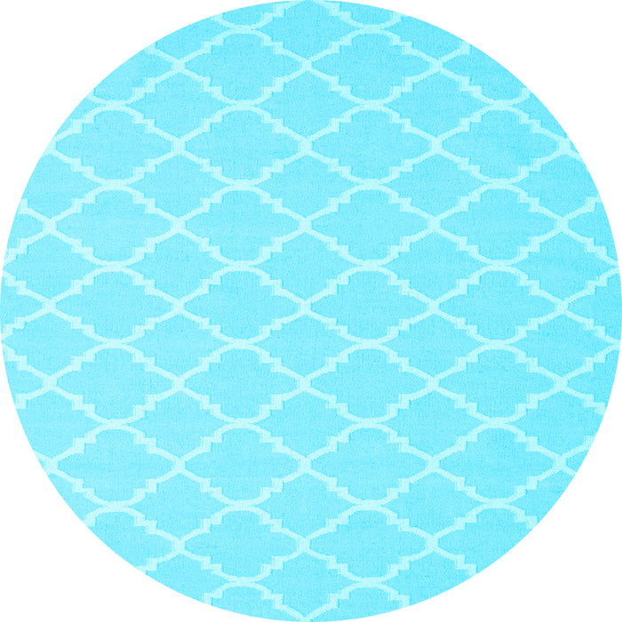 Round Machine Washable Trellis Light Blue Modern Rug, wshcon2427lblu