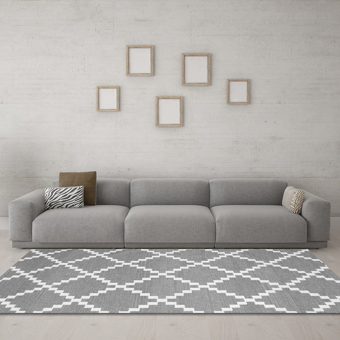 Machine Washable Abstract Gray Contemporary Rug in a Living Room,, wshcon2428gry