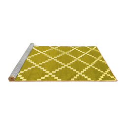Sideview of Machine Washable Abstract Yellow Contemporary Rug, wshcon2428yw