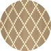 Round Abstract Brown Contemporary Rug, con2428brn