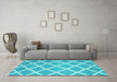 Machine Washable Abstract Turquoise Contemporary Area Rugs in a Living Room,, wshcon2428turq