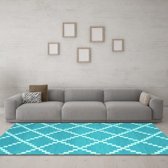 Machine Washable Abstract Turquoise Contemporary Area Rugs in a Living Room,, wshcon2428turq