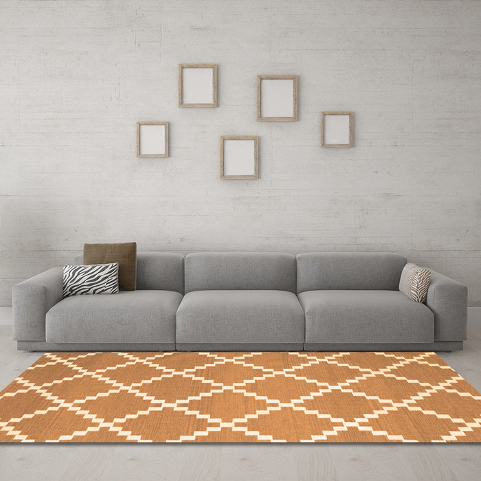 Machine Washable Abstract Orange Contemporary Area Rugs in a Living Room, wshcon2428org