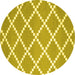 Round Abstract Yellow Contemporary Rug, con2428yw