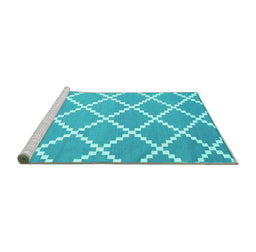 Sideview of Machine Washable Abstract Turquoise Contemporary Area Rugs, wshcon2428turq