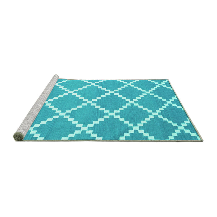 Sideview of Machine Washable Abstract Turquoise Contemporary Area Rugs, wshcon2428turq