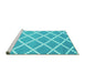 Sideview of Machine Washable Abstract Turquoise Contemporary Area Rugs, wshcon2428turq