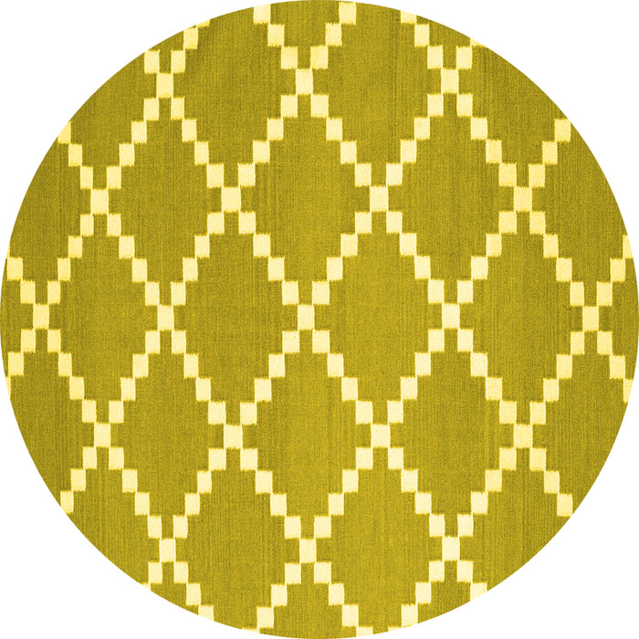Round Machine Washable Abstract Yellow Contemporary Rug, wshcon2428yw