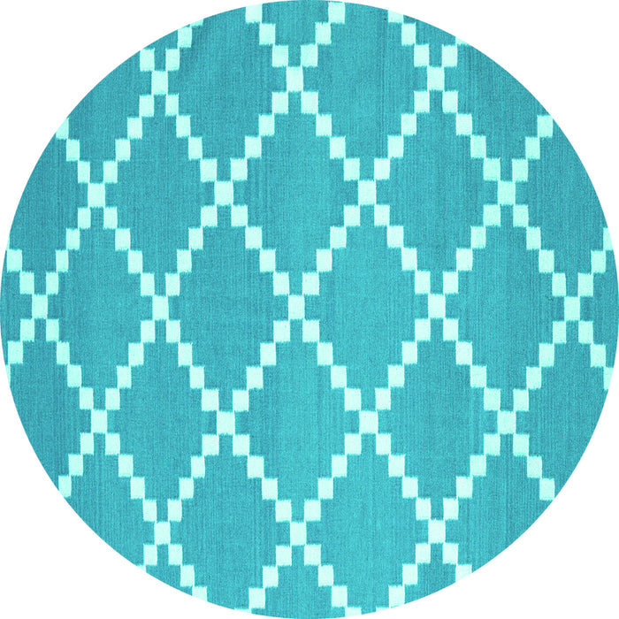 Round Machine Washable Abstract Turquoise Contemporary Area Rugs, wshcon2428turq