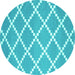 Round Machine Washable Abstract Turquoise Contemporary Area Rugs, wshcon2428turq