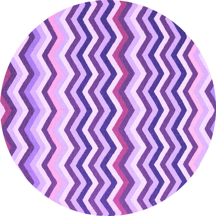 Round Machine Washable Abstract Purple Contemporary Area Rugs, wshcon2429pur
