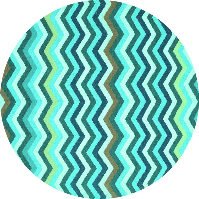 Round Abstract Turquoise Contemporary Rug, con2429turq