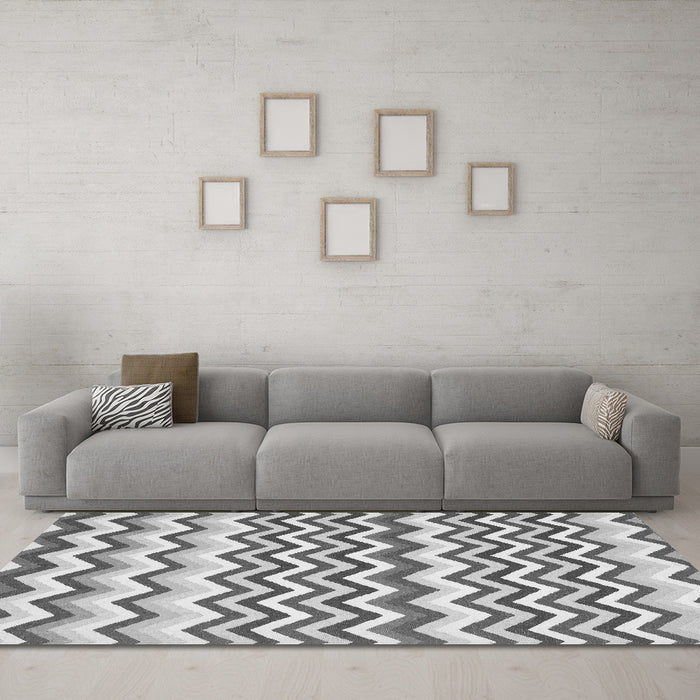 Machine Washable Abstract Gray Contemporary Rug in a Living Room,, wshcon2429gry