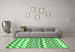 Machine Washable Abstract Emerald Green Contemporary Area Rugs in a Living Room,, wshcon2429emgrn