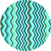 Round Machine Washable Abstract Turquoise Contemporary Area Rugs, wshcon2429turq